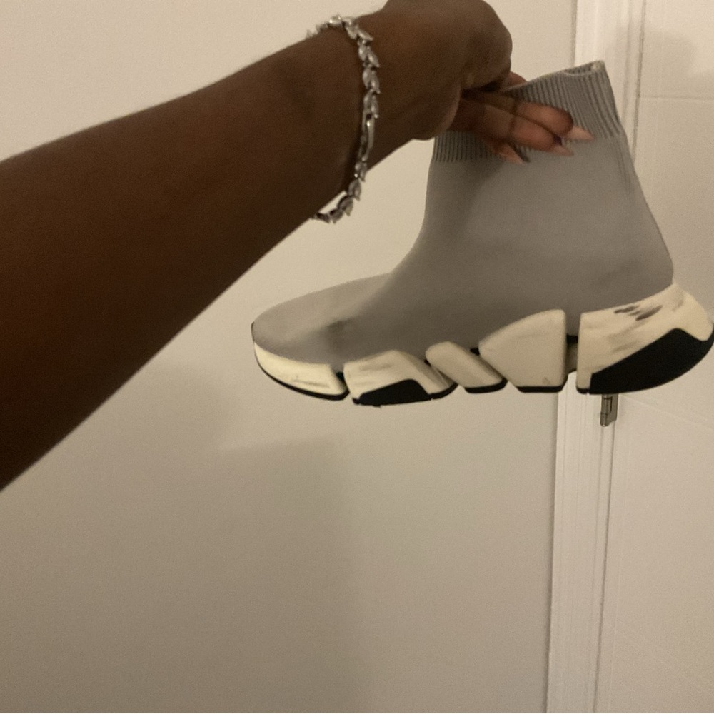 Balenciaga Gray Sock Sneakers with Sculptural Sole